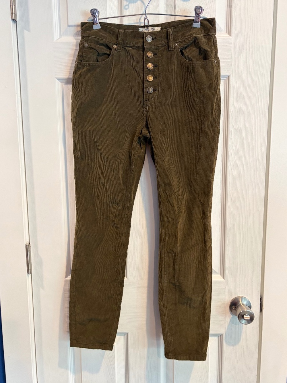 We the Free Button Fly Green Corduroy Pants 27